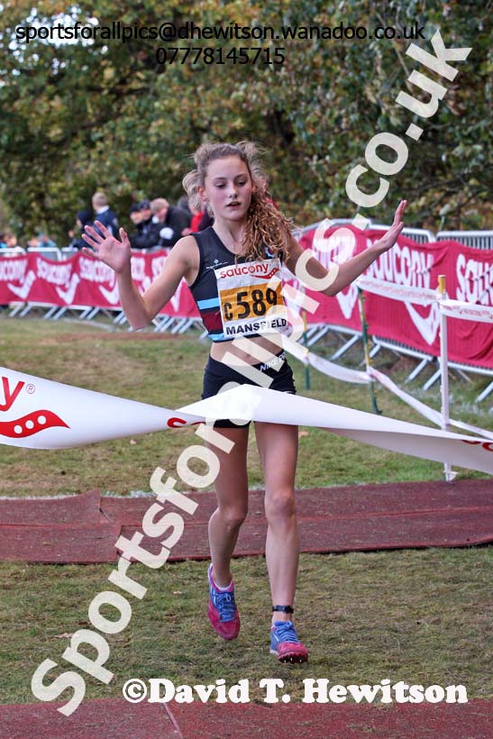 Girls under-13s, 2016 National Cross Country Relays, Berry Hill Park, Mansfield. Photo: David T. Hewitson/Sports for All Pics